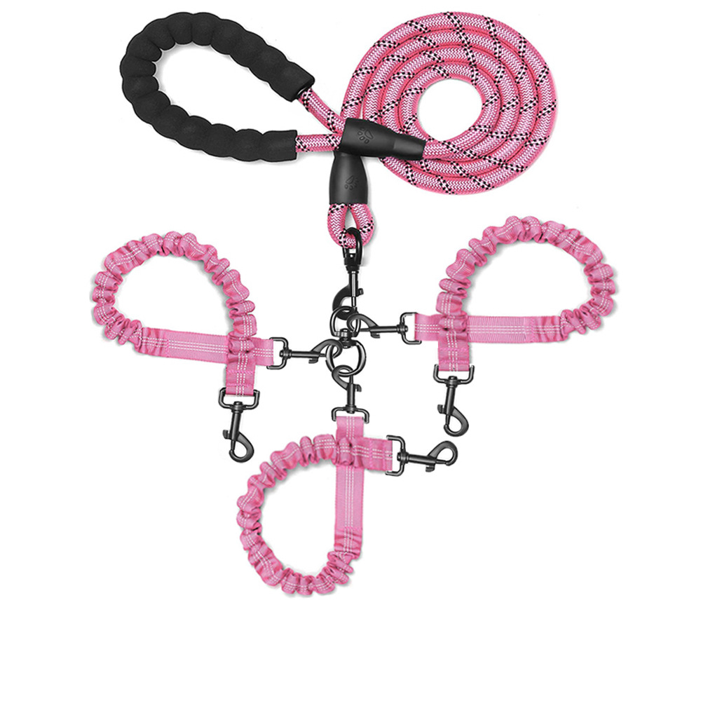 Pink 3-in-1 Tangle-Free Dog Leash for 1-3 Dogs