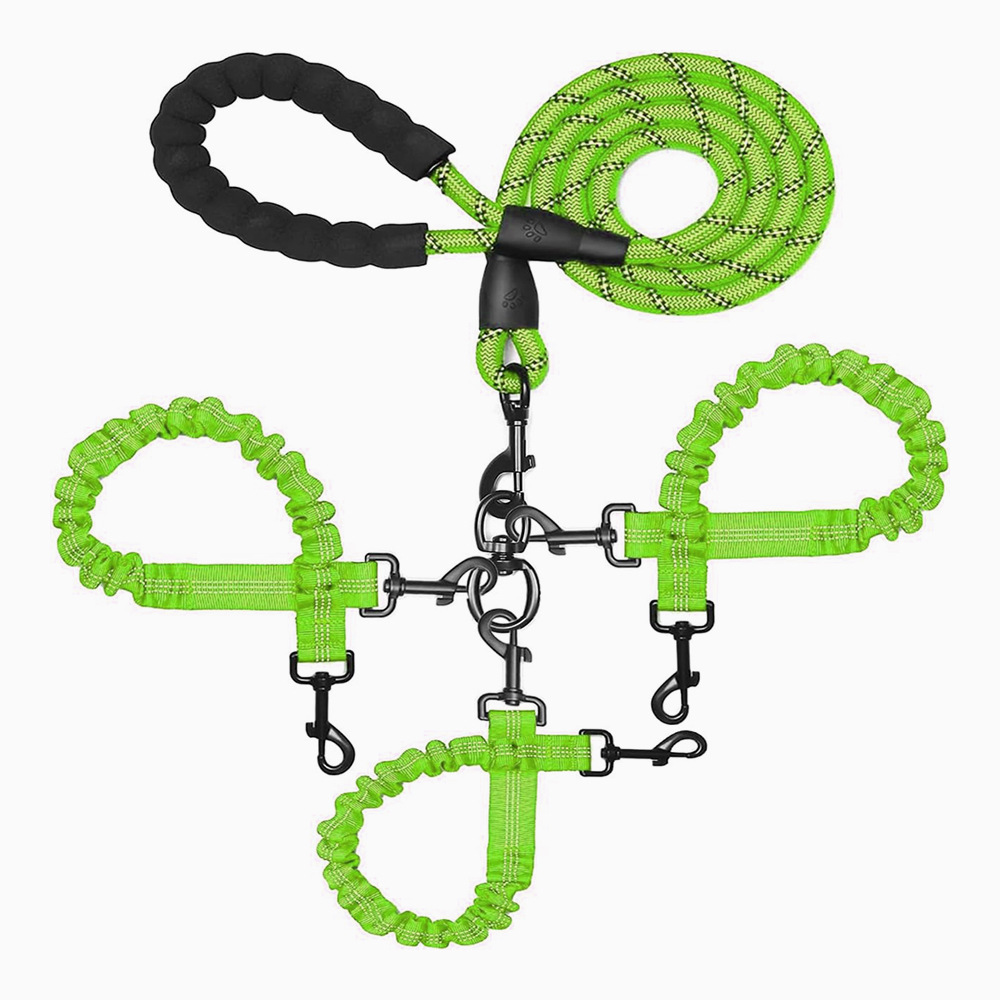 Green 3-in-1 Tangle-Free Dog Leash for 1-3 Dogs