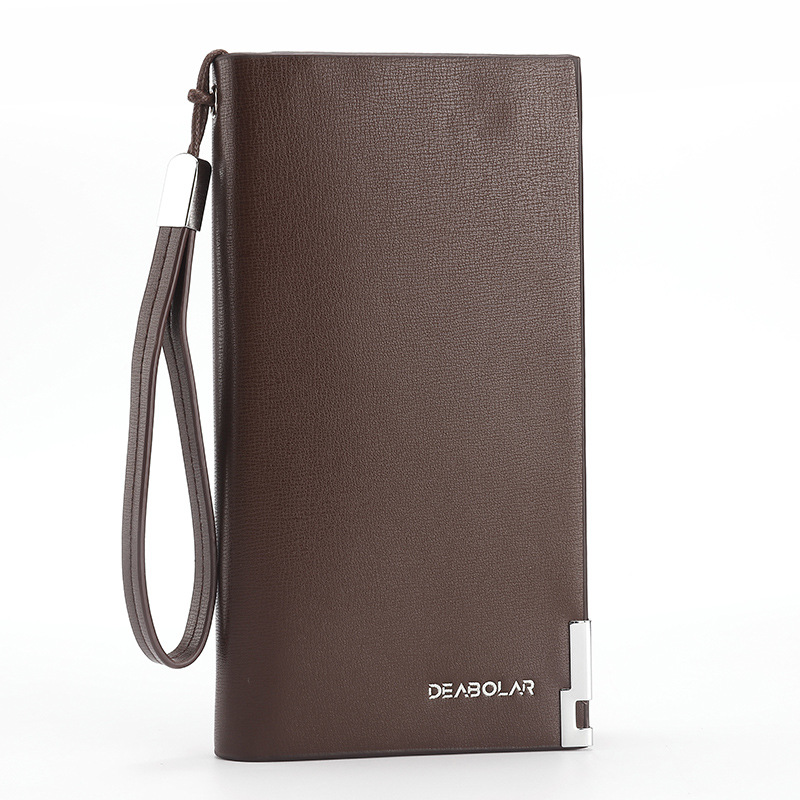 Brown Mens Business Long Wallet Clutch PU Leather