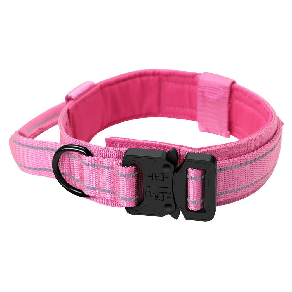 XL Pink Tactical Heavy Duty Nylon Dog Collar for Medium & Large Dogs