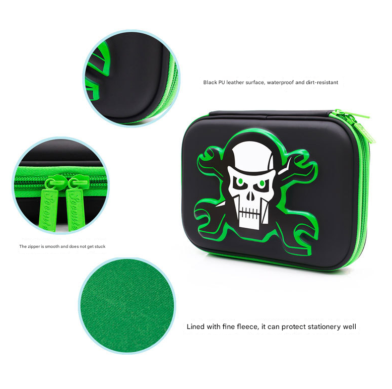 Green 3D Mosaic EVA Hard Shell Pencil Case - Image 3