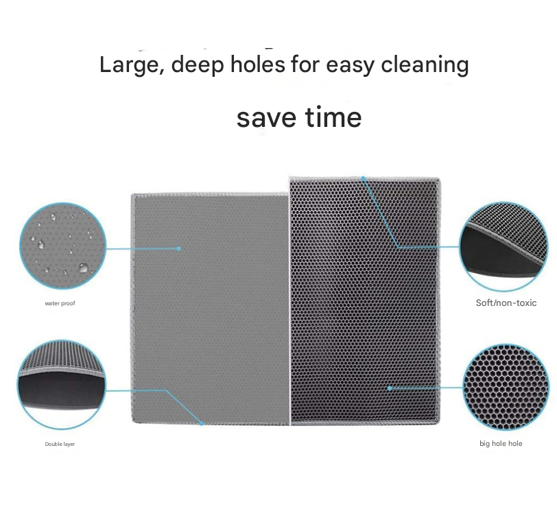 Black Double-Layer Cat Litter Mat 45x60cm - Image 3