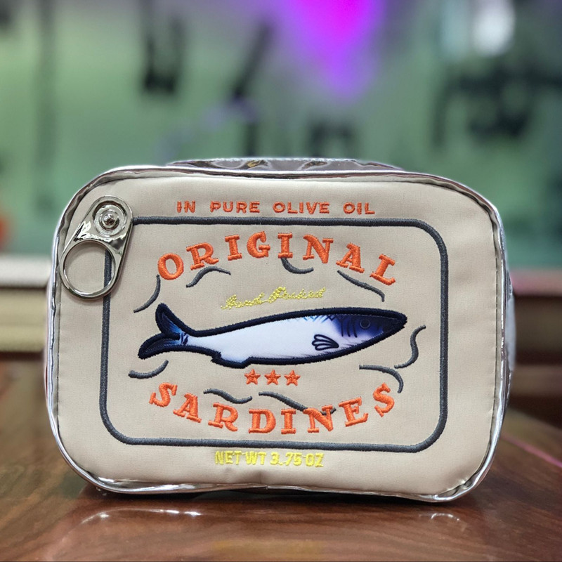 Beige Quirky Sardine Tin Novelty Clutch