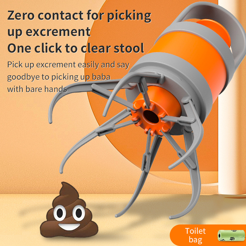 Orange And Grey Hygienic Portable Dog Pooper Scooper With Bag Dispenser