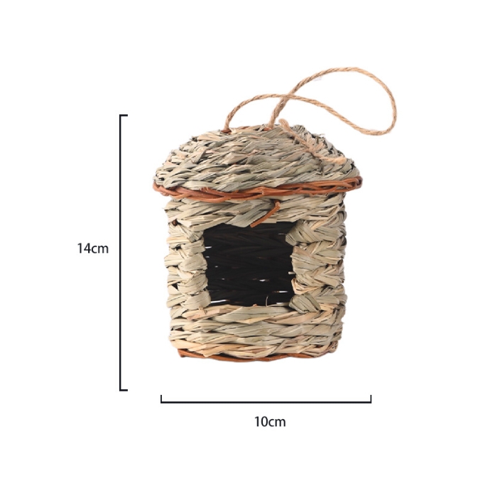 3-Piece 14x10cm Handcrafted Natural Grass Bird Nest Garden Decor