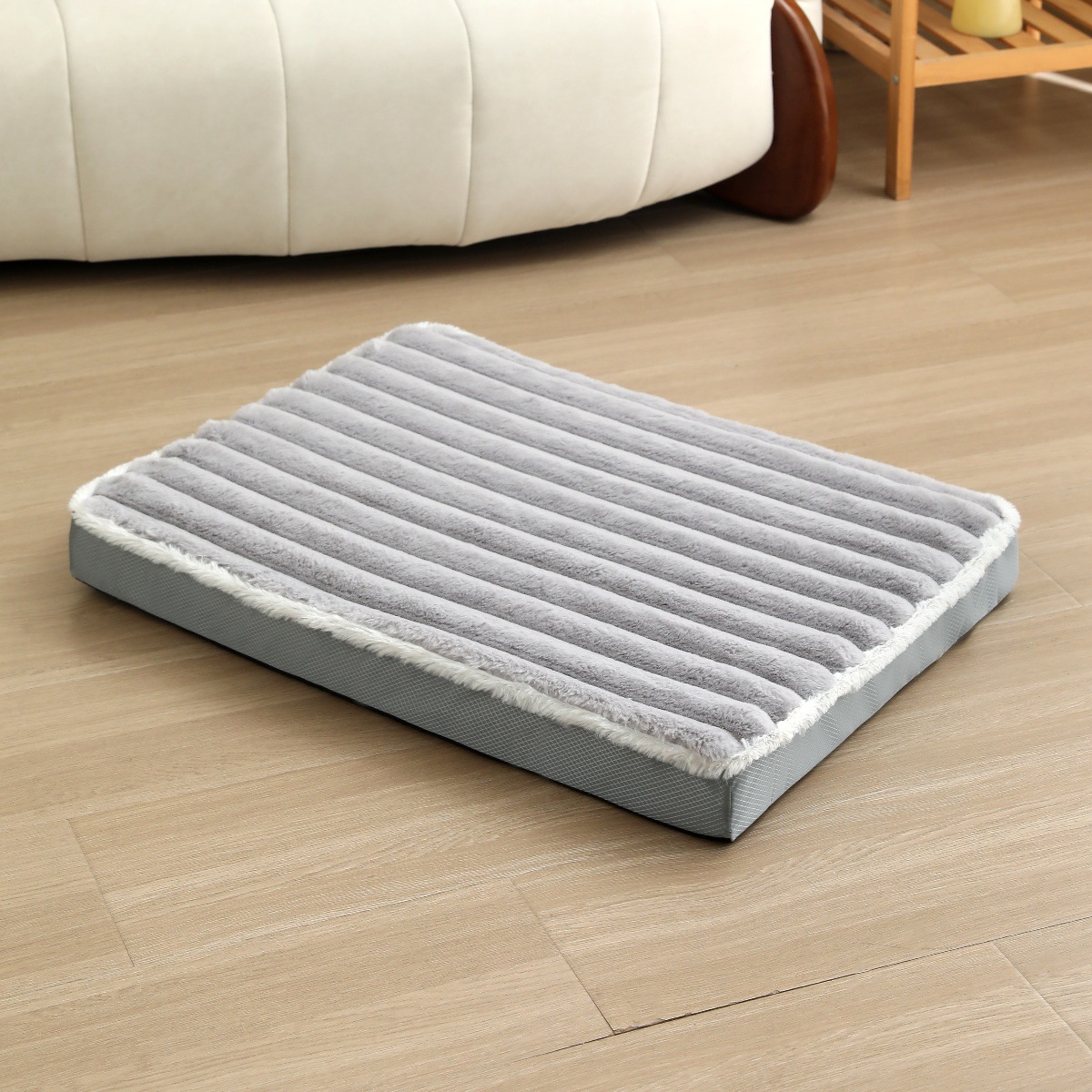 2-Piece Grey Sponge 50x40x8cm Large Plush Dog Mat Bed