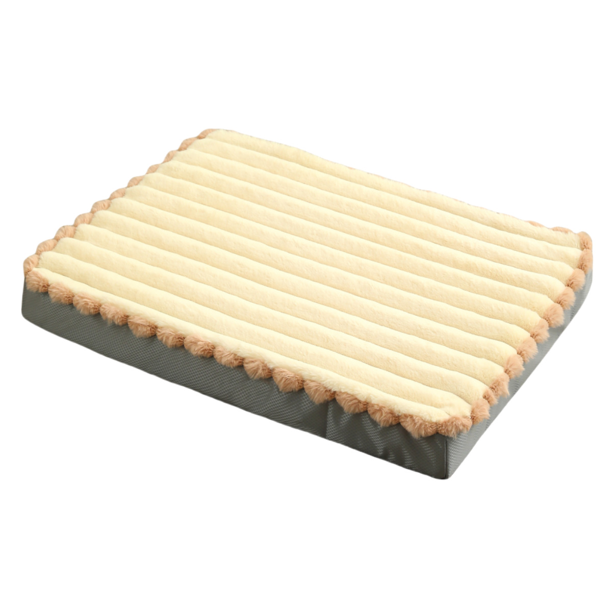 2-Piece Beige Sponge 50x40x8cm Large Plush Dog Mat Bed
