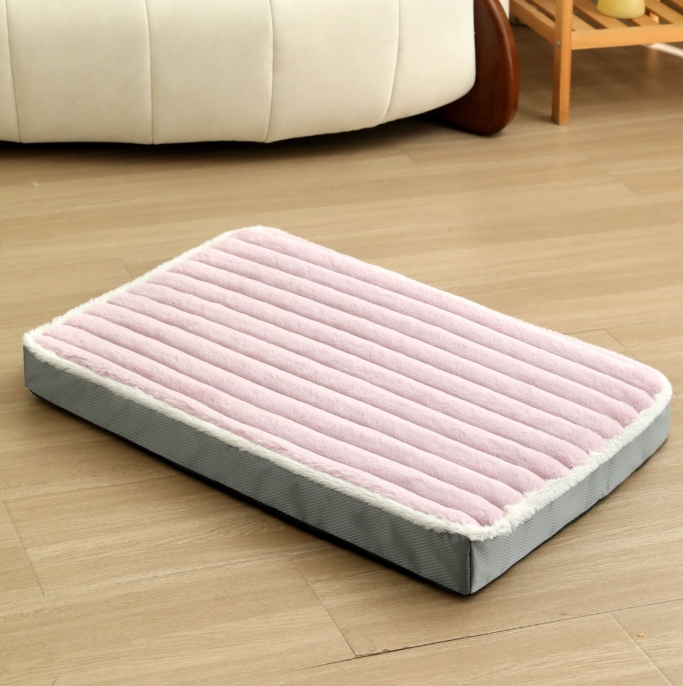 2-Piece Purple-Pink Sponge 50x40x8cm Large Plush Dog Mat Bed