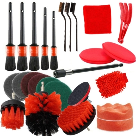 26-Piece Ultimate Car Detailing Kit with Drill Brushes and Polishing Pads