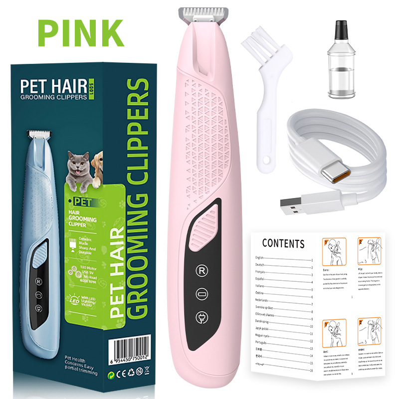 Pink Precision Pet Paw Trimmer Waterproof
