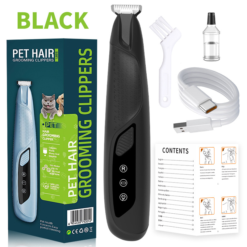 Black Precision Pet Paw Trimmer Waterproof