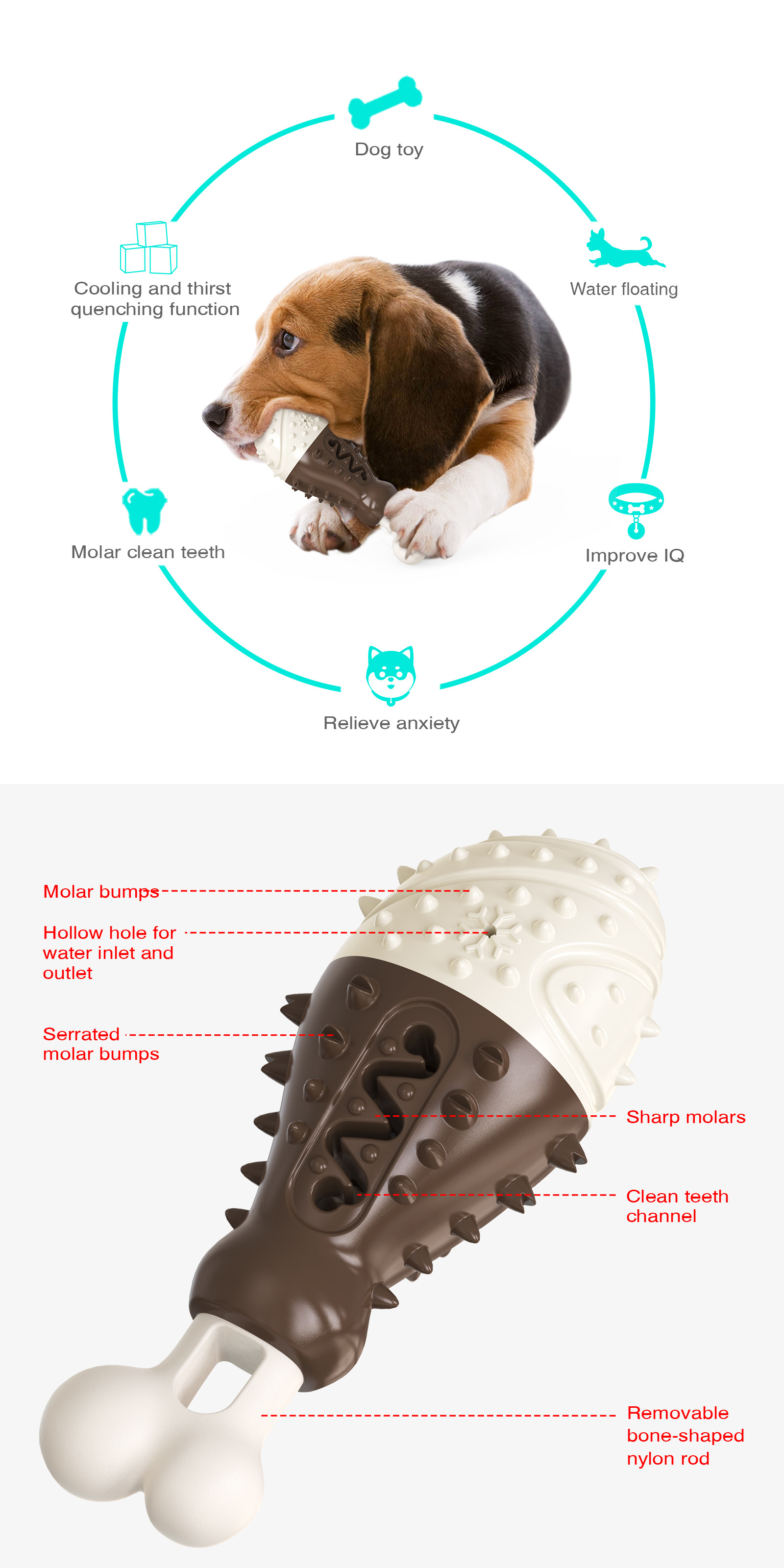 Orange Multifunctional Dog Toy with Cooling & Dental Features - Image 2