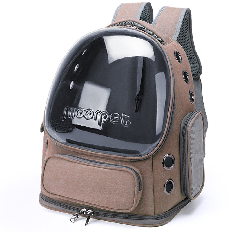 Khaki Spacious Pet Carrier with Ventilation System & Water-Resistant Design