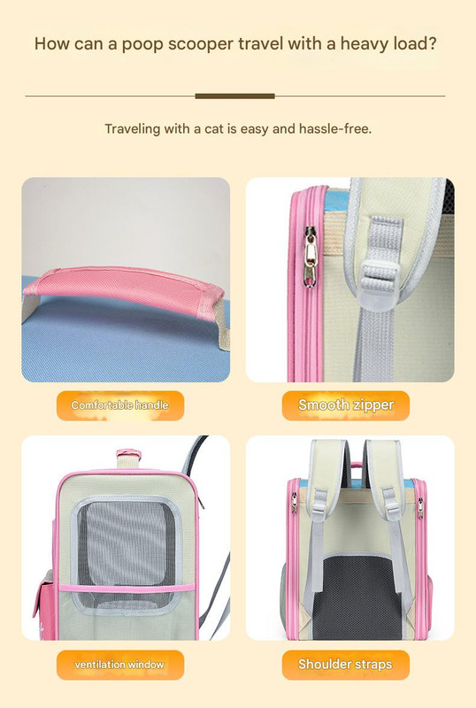 Orange Breathable Oxford Cloth Pet Carrier Backpack with Multiple Windows - Image 2