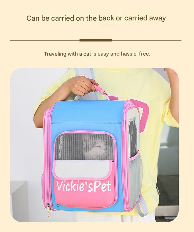 Orange Breathable Oxford Cloth Pet Carrier Backpack with Multiple Windows - Image 3