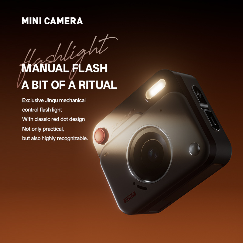 Khaki Brown Mini Retro Keychain Camera with 48MP Photos and 1080P HD Video - Image 4