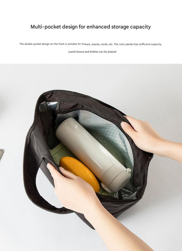 Insulated Lunch Tote Bag Black - Image 3