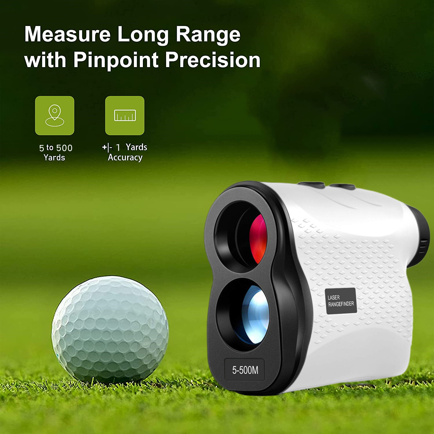 Long Range Laser Rangefinder 5-500 Yards White