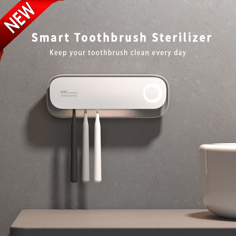 Smart UVC Toothbrush Sterilizer with Heat Drying White