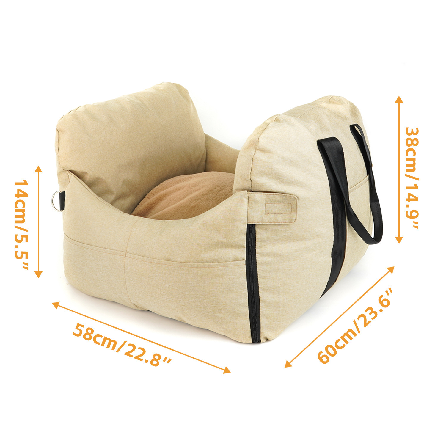 2-in-1 Pet Car Booster Seat Khaki