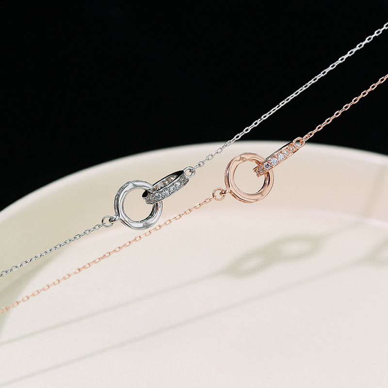 2pc Interlocking Rings Necklace Rose Gold - Image 4
