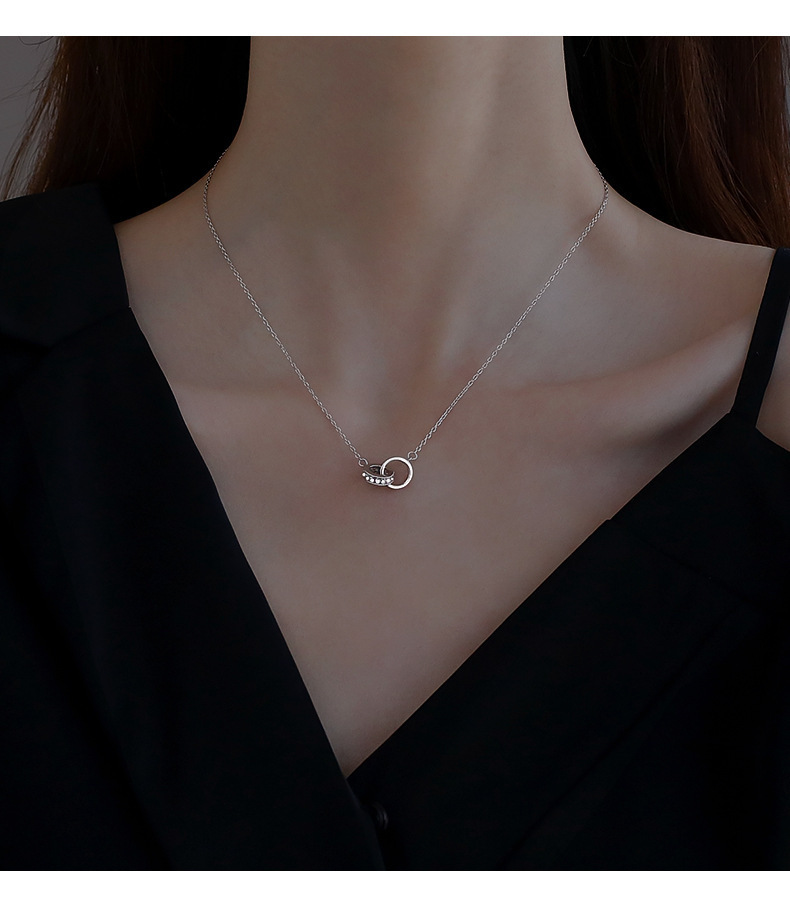 2pc Interlocking Rings Necklace Platinum - Image 6