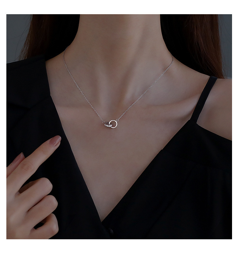 2pc Interlocking Rings Necklace Platinum - Image 8