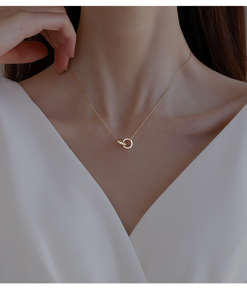 2pc Interlocking Rings Necklace Platinum - Image 10
