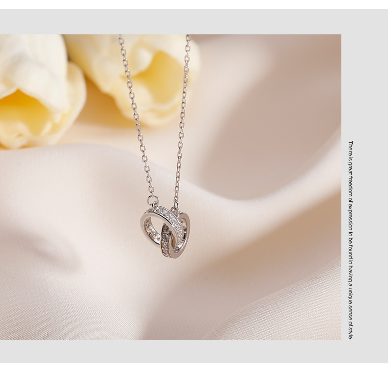 2pc Interlocking Rings Necklace Platinum - Image 11