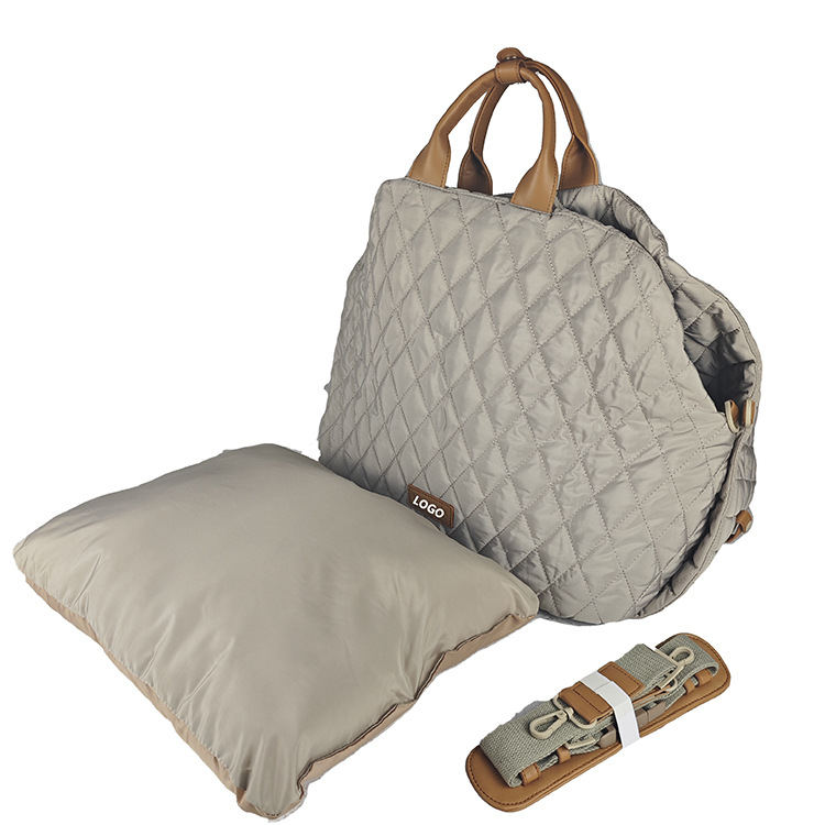 Luxury Quilted 2-in-1 Pet Carrier Beige