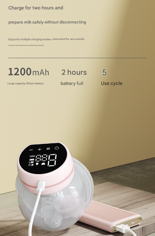 Pink Hands-Free Wearable Electric Breast Pump - Image 6
