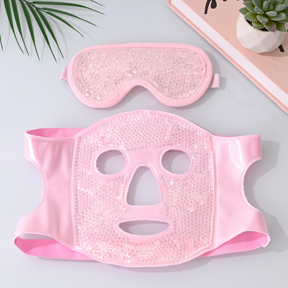Pink Cooling Gel Bead Face and Eye Mask Set