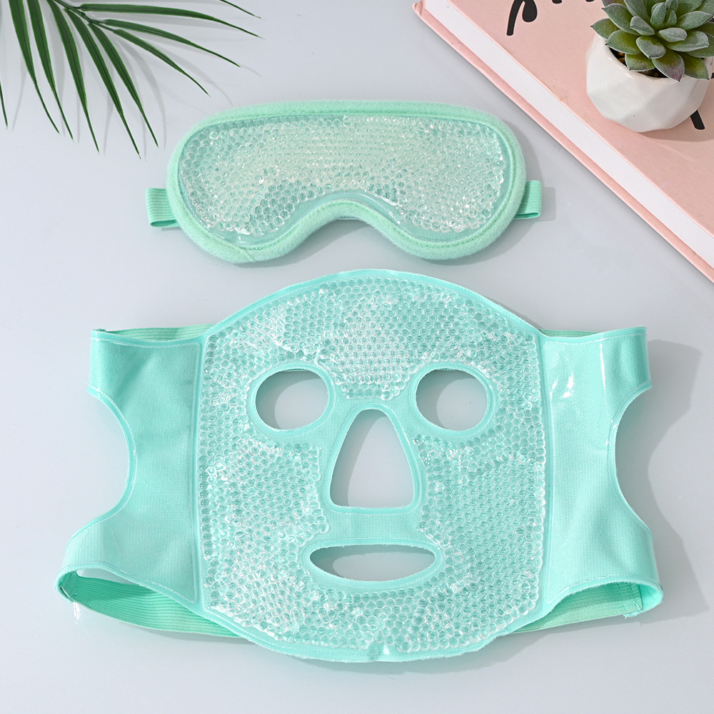 Green Cooling Gel Bead Face and Eye Mask Set