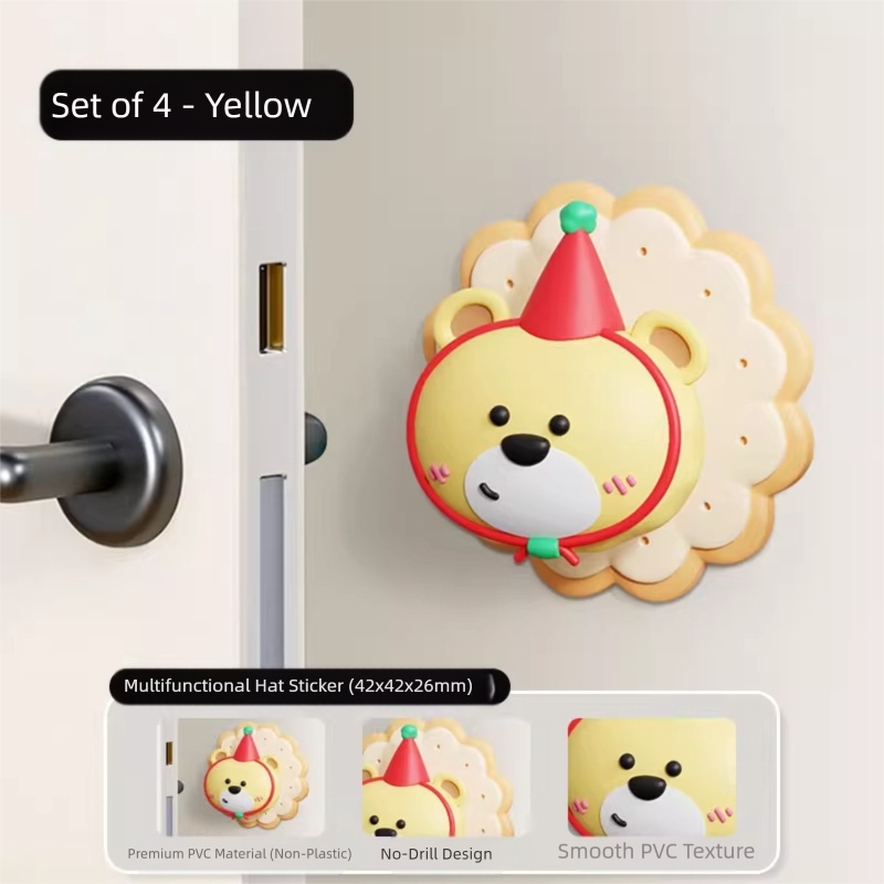 4 Pcs Yellow Bear Wall Protector Door Stopper
