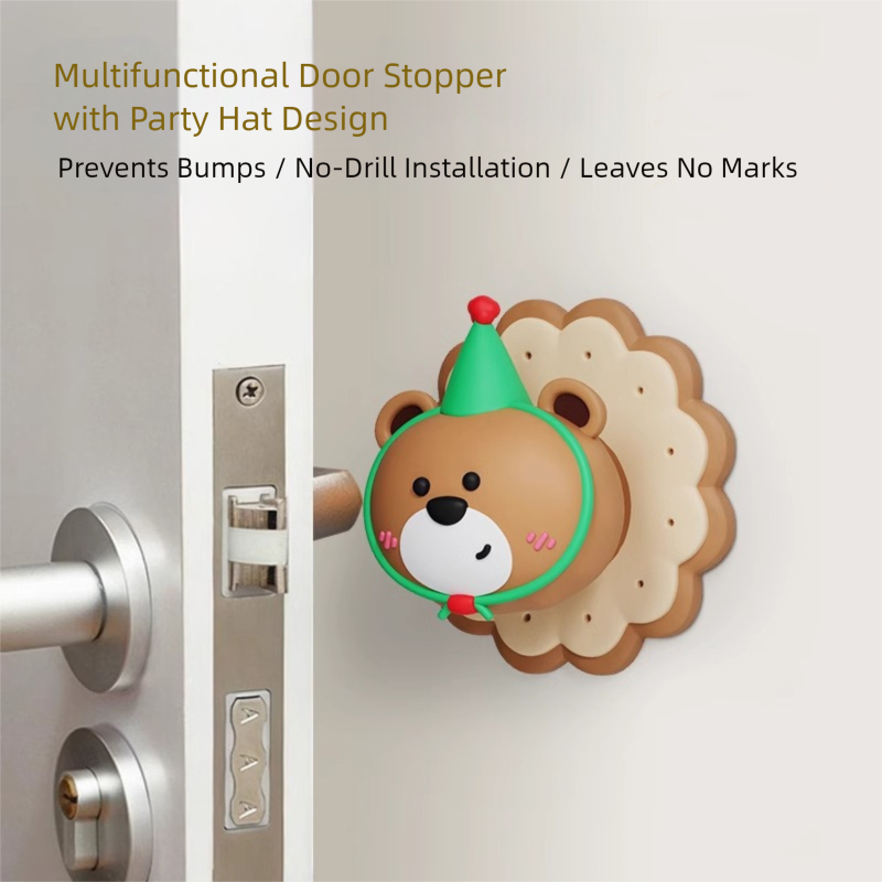 4 Pcs Yellow Bear Wall Protector Door Stopper - Image 2