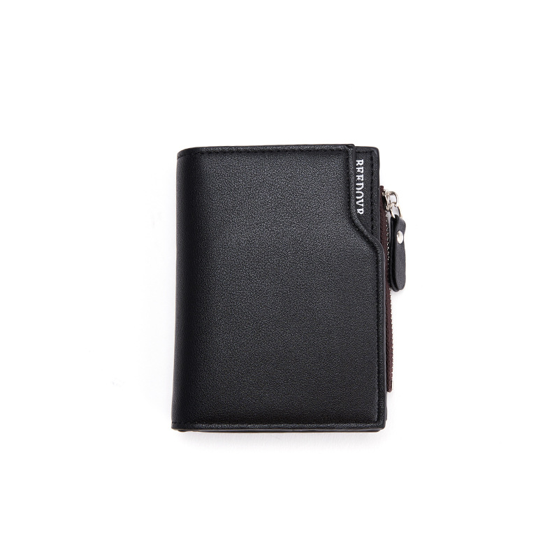 Black Mens Slim Vertical Bifold Wallet