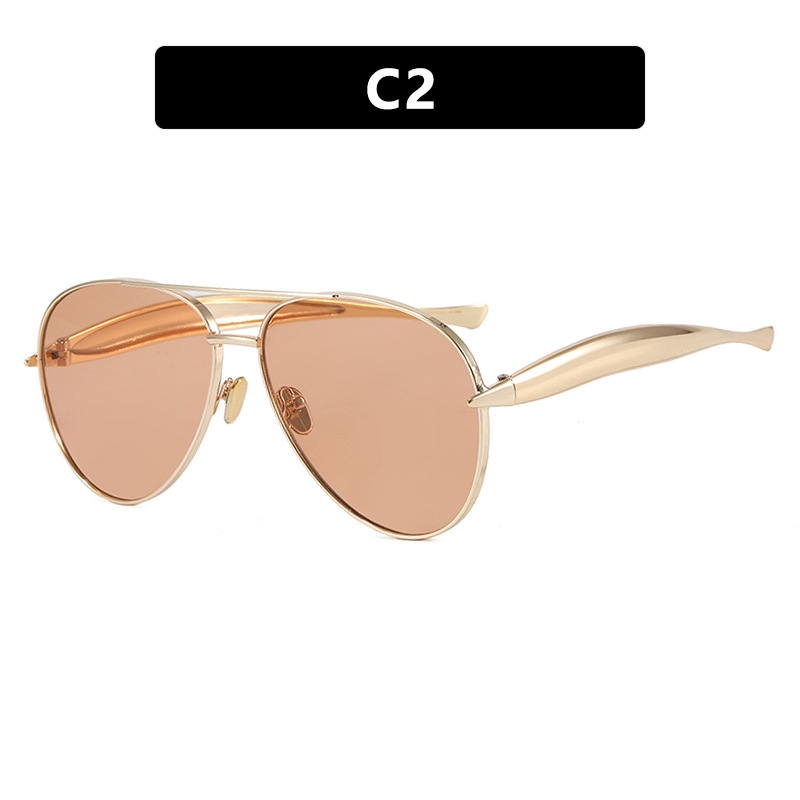 Style C2 Gold Aviator Sunglasses Orange Lenses