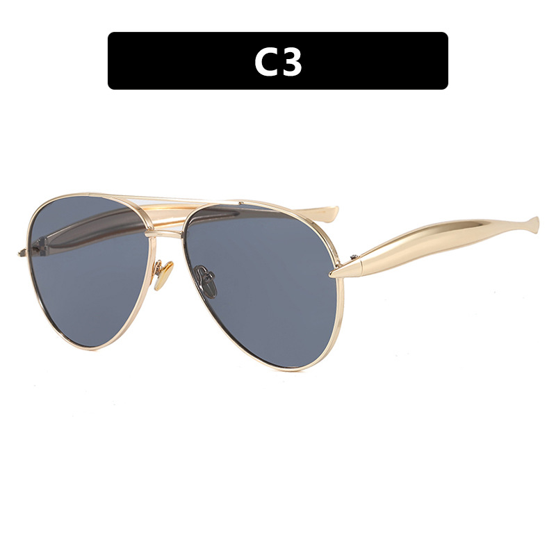Style C3 Gold Aviator Sunglasses Grey Lenses