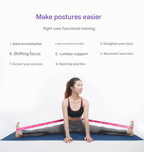 Blue Purple 9-Loop Yoga Stretch Strap - Image 3