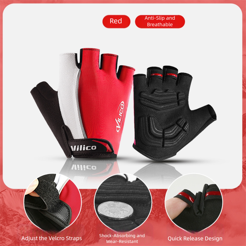 Size L Red Half-Finger Cycling Gloves
