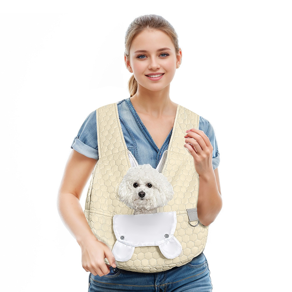Light Khaki Quilted Pet Carrier Sling
