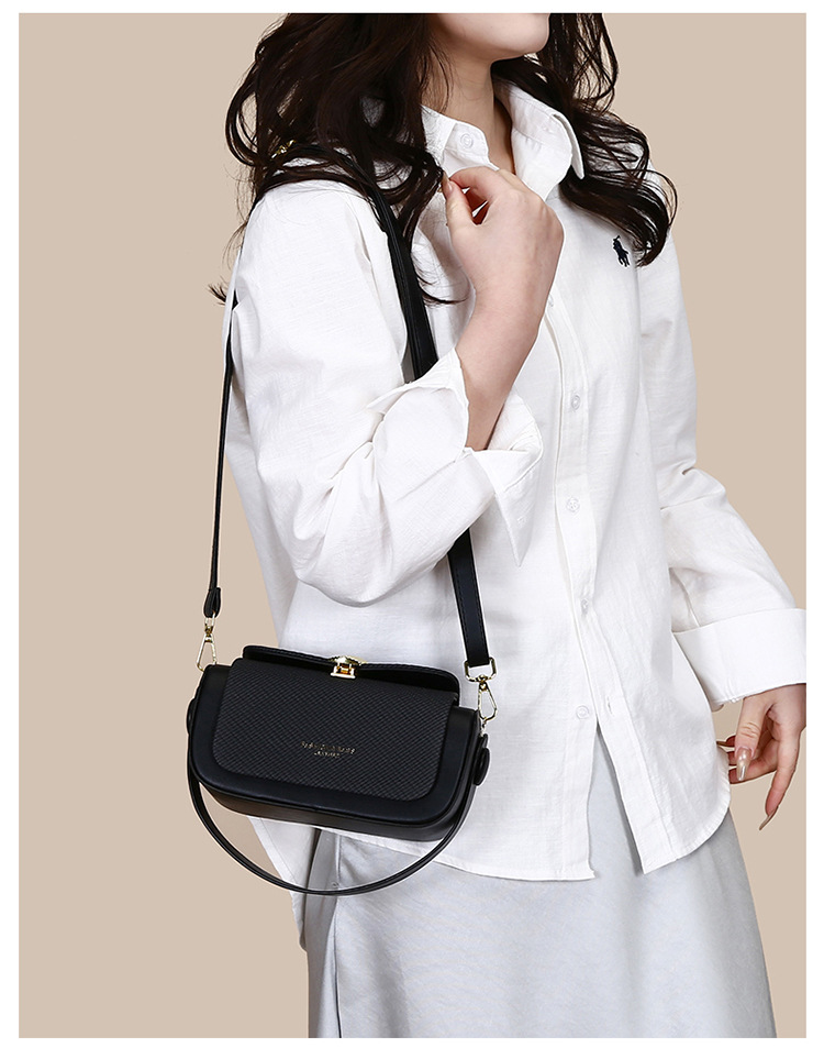 Black Top Handle Crossbody Bag PU Leather - Image 3