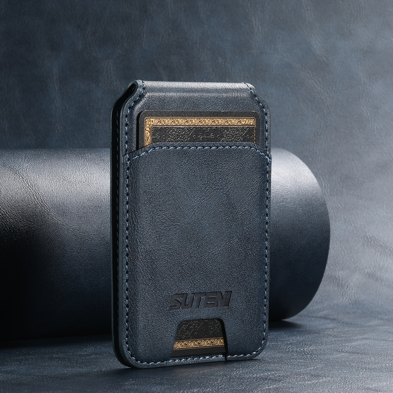 Navy Magnetic Wallet MagSafe Kickstand