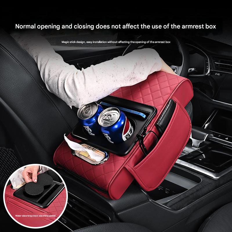 Premium Car Armrest Organizer and Comfort Pad Red - Image 3