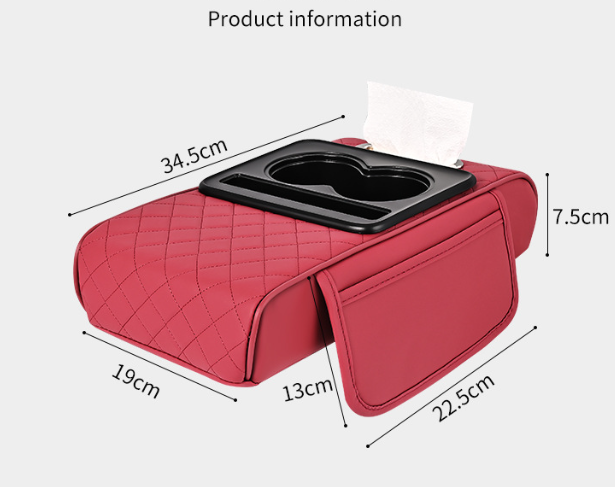 Premium Car Armrest Organizer and Comfort Pad Red - Image 5