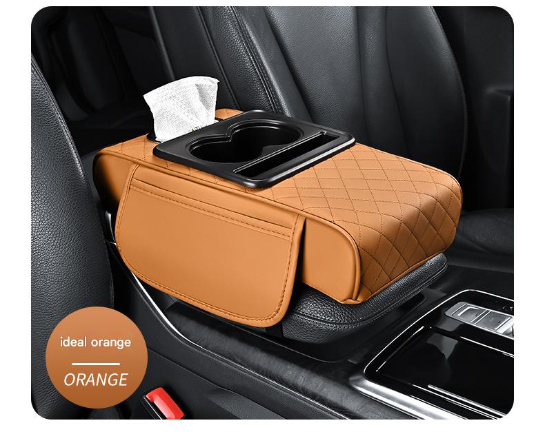 Premium Car Armrest Organizer and Comfort Pad Orange