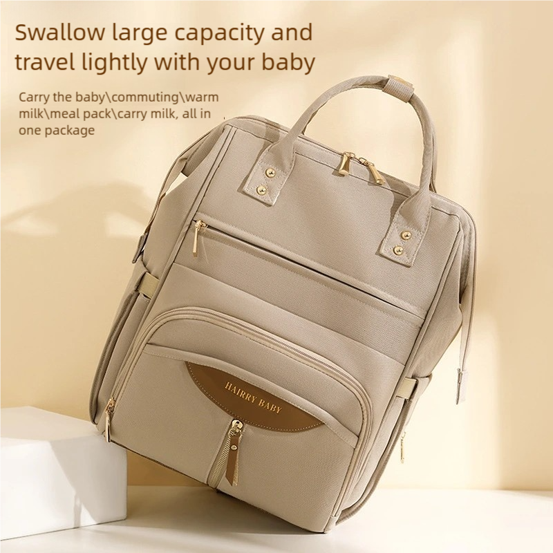Diaper Bag Backpack Large Capacity - Apricot - Image 2