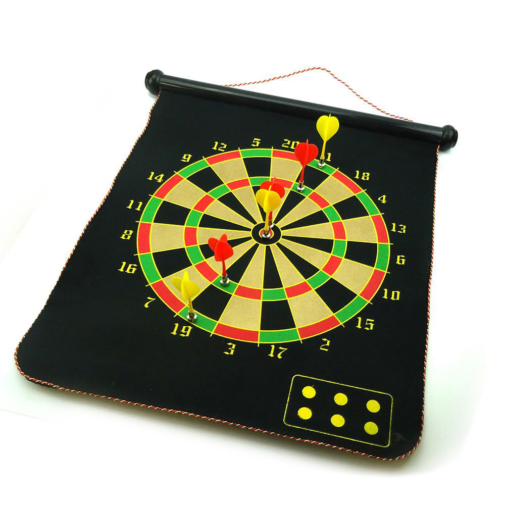 17-Inch Magnetic Rollup Dartboard Set with 6 Darts - Double Sided