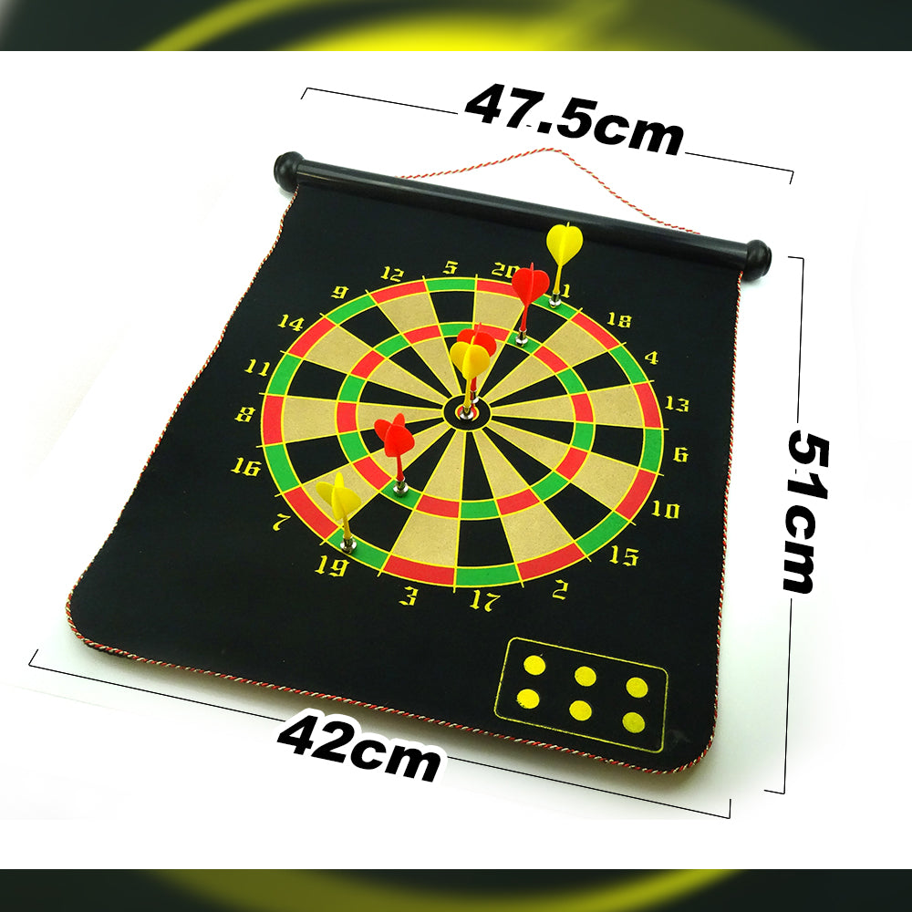 17-Inch Magnetic Rollup Dartboard Set with 6 Darts - Double Sided - Image 3