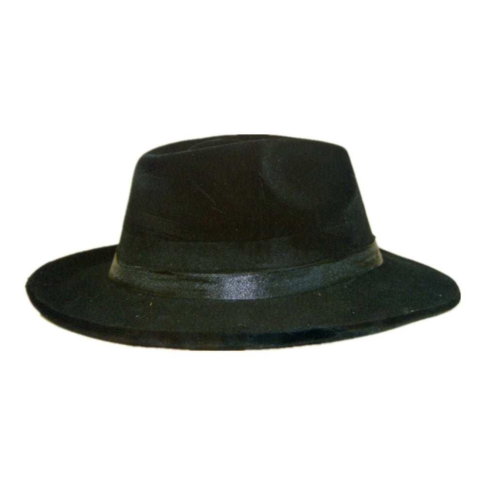 Black Flock Gangster Hat